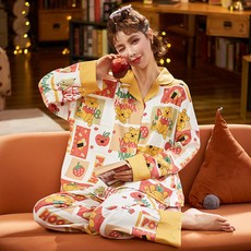 에스니 상큼 발랄 푸우 순면 파자마 SET 가을 겨울 빅사이즈 잠옷