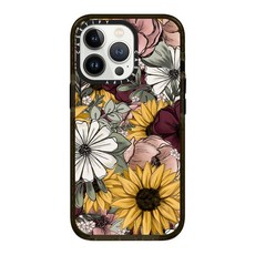 CASETiFY 아이폰 13 프로용 임팩트 케이스 와일드 스킬 플라워 클리어 블랙, Floral Mix by KT's Canvases