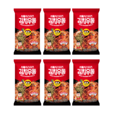 서울시스터즈 김치우동 봉지면 밀키트 캠핑용 얼큰 캠핑요리, 204g, 6개