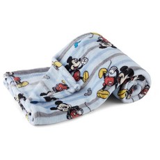 Disney Characters 플란넬 플리스 아기 담요 - 부드럽고 아늑한 76.2 x 101.6cm(30 x 40인치) 미키 마우스 미니 마우스 곰돌이 푸 덤보 특징, 미키 마우스 스트라이프