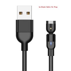 모든 삼성 아이폰용 고속 충전 마그네틱 케이블 마이크로 USB C 타입 휴대폰 360 + 180 도 회전 3A 업데, 01 1m Black No Plug