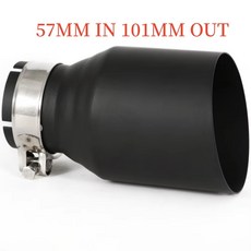 1 PC 매트 블랙 머플러 스테인레스 스틸 범용 엔드 파이프 자동차 배기 슬래시 컷, 57MM IN 101MM OUT, 1개