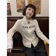 유럽 역 2024 봄과 가을 유행 스탠드 칼라 간단한 문자 인쇄 12945C4648204, 오프 화이트, 남 90 100파운드, 1개