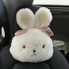 DFMEI 자동차 헤드레스트 목베개 한 쌍의 캐릭터 큐티클 카시트 카시트 카허리 쿠션 목베개, 뽀글이토끼머리베개-화이트(1개), 1개