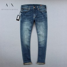 엠포리오아르마니 슬림핏 워싱 레귤러핏 데님 연청