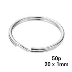 바이트 열쇠고리 키링 이중오링, 은색, 50개 20x1mm, 50개, 은색