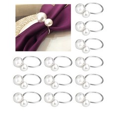 냅킨 링스 진주 냅킨 버클 펄 실버 골드 웨딩 크리스마스 생신 냅킨 링은 Pearl Napkin Rings Serviette Buckle Gold Silver, 실버 -12 PCS, 12개