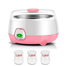 요거트 메이커 요구르트 미니 자동 기계 발효기 스테인레스, Pink With 3 Cups