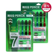 페리오 토탈7 부드러운 초극세모 칫솔 4입 x2개, one color, free