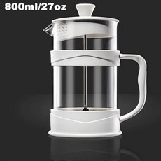 프렌치 프레스 커피티 필터 내열성 유리 커피 캠핑 미니, 3.800ml White, 1개