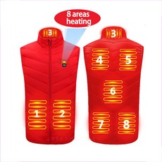 USB 난방 조끼 전기 단열 하이킹 사이클링, XXXL, 8 areas red, 1개
