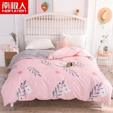 더블침대커버세트 Nanjiren전체면이불 세트싱글 순면 1인용커버 기숙사 1.8미터 침대순 솜이불 200x230, C08-뤄청 시간