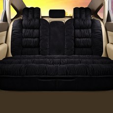 유니버설 소프트 플러시 자동차 시트 커버 쿠션 패드 겨울 인테리어 액세서리, [08] Rear Seat Black, Rear Seat Black, 1개