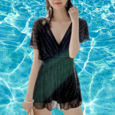 그린올리브 원피스 블랙 스윔 모노키니 체형커버 수영복