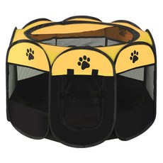 접이식 애완 동물 텐트 내구성 그립 고양이 집 옥스포드 팔각형 울타리 휴대용, 01 114x114x58cm, 09 yellow