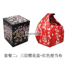 마쓰 잔 사케 도쿠리 독구리 히노끼 사각 전통술잔, 빨간 가방+벚꽃 상자 12.5x16cm, 1개