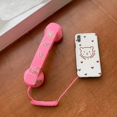 휴대폰 핸드셋 전화 아날로그 복고 핸드폰 수화기 인싸전화기 핸드폰수화기 폰연결핸드폰 전화기, M.블랙+안드로이드어댑터