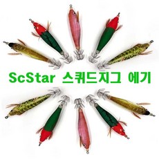 ScStar 문어 한치 쭈꾸미 갑오징어 지그울트라 5종 10p 수평 축광 UV 수박 고추장 에기 채비, 1개, 혼합색상, 10g