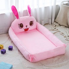 캐릭터침대 아기범퍼침대 휴대용 접이식키즈침대 범퍼쿠션 범퍼매트 낙상방지 유아 신생아, 토끼