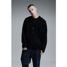  어퍼스트로피 콤마 슬리브 포인트 니트 가디건 블랙 