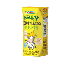 파스퇴르 무항생제 인증 목장 원유로 만든 바른목장 바나나우유, 125ml, 6개
