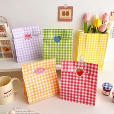 [5color] 체크 각대봉투 페이퍼백 선물 포장 생일선물 답례품 구디백
