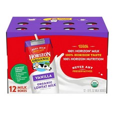 Horizon 호라이즌 1퍼센트 저지방 우유 바닐라맛 상온 보관 가능 236ml 12개입, 12개
