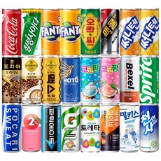 [한번에먹자] 코카콜라 칠성사이다 업소용 캔음료수 24종 혼합세트 환타 조지아 포카리스웨트 파워에이드 게토레이 써니텐 오란씨 맥콜 코코팜 밀키스 토레타 탄산음료 이온음료 캔커피, 1세트