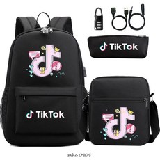 Tik Tok 학교 가방 학생 키즈 USB 배낭 3pcs 십대 배낭 패션 어린이 Tik Tok Schoolbag|의류세트|