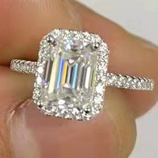 AETEEY Moissanite 다이아몬드 사각 반지 D 색깔 1CT 2CT 진짜 925 순은 여자를 위해 결혼식 정밀한 보석 V