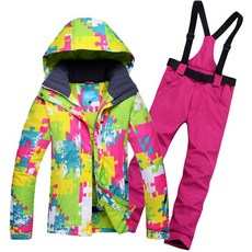 스키 스노우보드 겨울 웨어 수트 방수 스노우 장비 방한 Lin Zhiying의 같은 스타일의 스키복 남성 및 여성 야외 방수 및 따뜻한 싱글 및 스노보드 스키복 및 커플용 바지, 이 메시지를 담기에는 상의와 바지의 사이즈가 다릅니다!, 포레스트 핑크 위장 로즈 레드