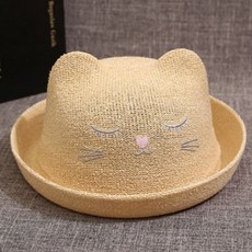 준캡 유아 아동 어린이 아기 잠자는고양이 페도라 밀짚모자 봄 여름 가을 자외선차단 귀여운모자