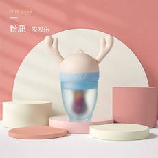 과일과 채소 즐거움 추진 물주머니 아기 물다 즐거움 아기 젖꼭지 달래다 과일 아교 실리콘 아교 젖꼭지, 핑크[미디엄버튼]OPP 파우치, 1개