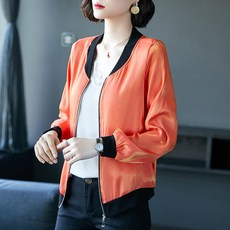 여자재킷 2020봄 반짝반짝 야구 외투 자외선차단옷 시원한니트 실크 긴팔 점퍼