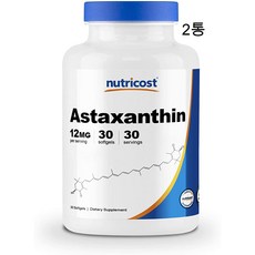 뉴트리코스트 아스타잔틴 Astaxanthin 12mg 30캡슐 x 2통, 30정, 2개