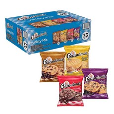 Grandma's Cookies Variety Pack 그랜마스 4종 쿠키 낱개포장 간식 70g 33개입, 1개, 2.3kg