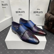 Berluti Playtime SS24 남성 정장 남성 캐주얼 비즈니스 버클 구두 리얼 가죽 뭉크 신발 2 배색 - 벨루티구두