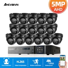 5MP 홈 인체 감지 모니터링 보안 카메라 시스템 키트 16ch AHD DVR 비디오 모니터링 시스템 HD+ IP66 5MP 카메라, 없다, 유럽 연합 플러그, 16채널 dvr 16개의 캠, 1개