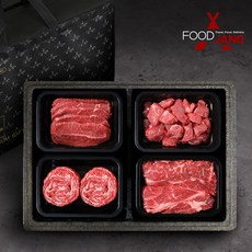 푸드장 감사 선물세트 1.38kg (국거리200g+부채살300g+소목등심 불고기용500g+소목등심380g) 축산선물세트>>수입소고기세트, 1개