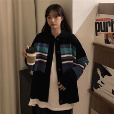 가을 겨울 여성 올 매치 폴로 넥 니트 스웨터 가디건