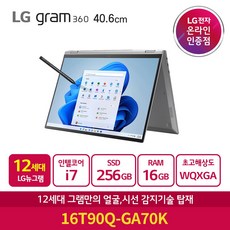 LG NEW 그램 12세대 노트북 16T90Q-GA70K, Windows11, 16GB, 256GB, 코어i7, 실버