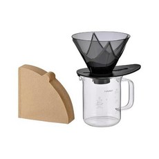 하리오 드리퍼 세트 1-2잔 서버 용량 300ML 투명 블랙, 1개
