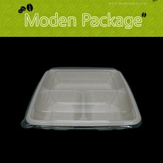 모든포장 친환경 펄프용기 3칸트레이 9*9 900ml, 바디+뚜껑, 300개