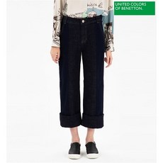 베네통 투톤 배색 롤업 데님 팬츠 BADP52861 IN