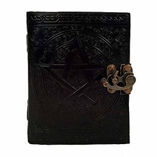 Black Pentagram Witch Craft Embossed Writing Handbook Leather/374266