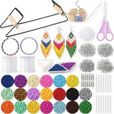 MULTIONS 멀티온 씨드 비즈 직조 키트 105566 PCS 키트에는 20가지 색상의 3mm 비딩 바늘 크리스탈 와이어 트레이 팔찌 보석 귀걸이 제작 키트용 가위가 포함되어, 1개