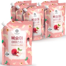 맥널티커피 복숭아 아이스티 대용량 파우치, 1L, 6개