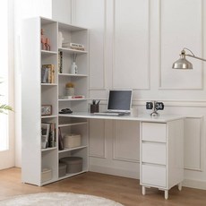 H형 책상 원목책장 1600 컴퓨터책상 세트 데스크, 네이비, 본상품선택