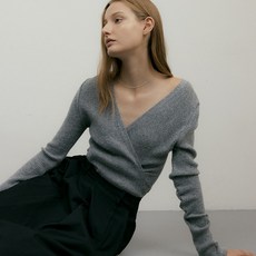 아워코모스 comos 765 cross V-neck knit (melange gray)
