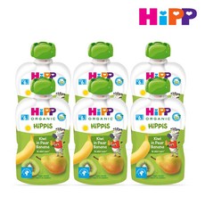 HiPP 힙 유기농 이유식 키위 인 페어 바나나 X 6팩, 키위 + 바나나 혼합맛, 1개